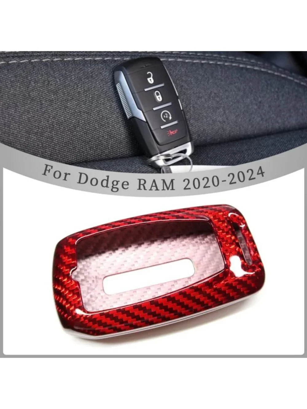 Sleek Red Carbon Fiber Key FOB Cover for Dodge RAM 1500 2500 3500 - Key Shell
